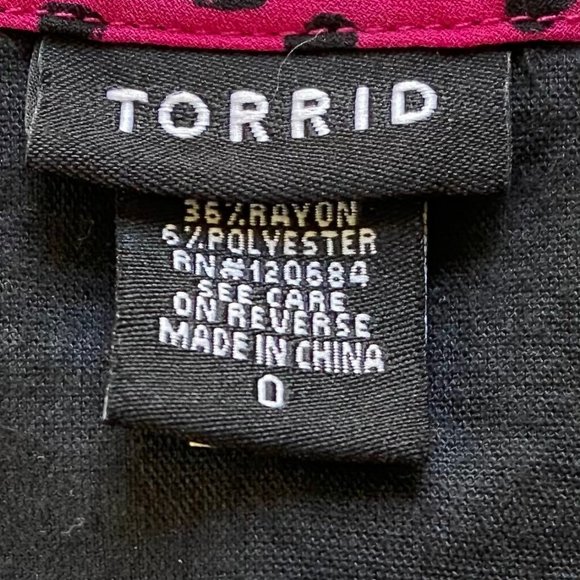 Pink & Black Sheer Torrid Top w/Faux Leather Trim - Picture 5 of 12